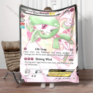 Pokémon Cards Gardevoir Blanket Warm Soft Fluffy Throw King Size Luxury Throw Kid Adult Sofa Bed Blanket Cover Travel Throw Gift