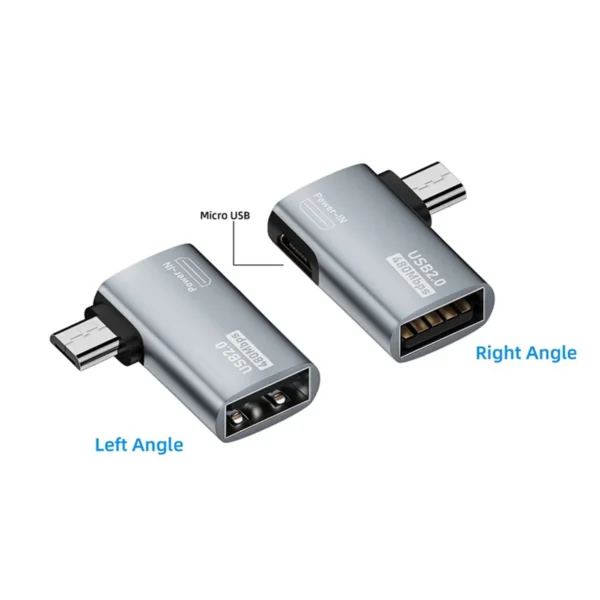Trendy! 2Pcs OTG Adapter for Fire TV Stick 90 Degree Left/Right Angle Micro-USB to USB OTG Adapter for Android Phone Tablet - Image 5