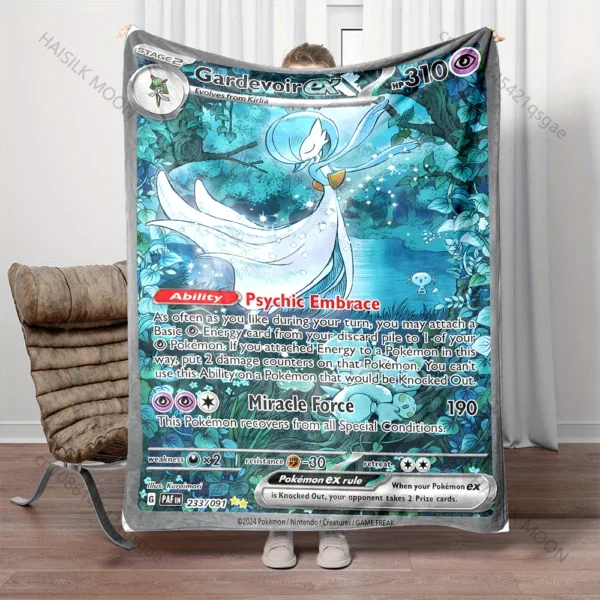 Pokémon Cards Gardevoir Blanket Warm Soft Fluffy Throw King Size Luxury Throw Kid Adult Sofa Bed Blanket Cover Travel Throw Gift - Image 3