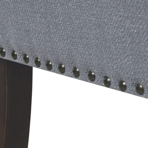 Upholstered tufted entrance bench, upholstered seat, mid-century modern fabric ottoman, slate blue durable - Image 5