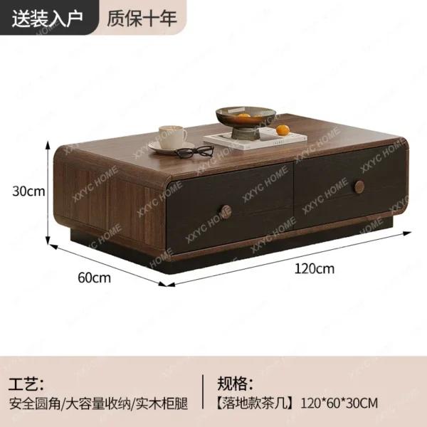 Rounded corner TV cabinet coffee table combination light luxury living room home floor retro - Image 5