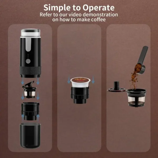 2024 New Portable Coffee Machine Coffee Maker Electric Capsule Ground Coffee Brewer Fit For Coffee Powder and Coffee Capsule - Image 4