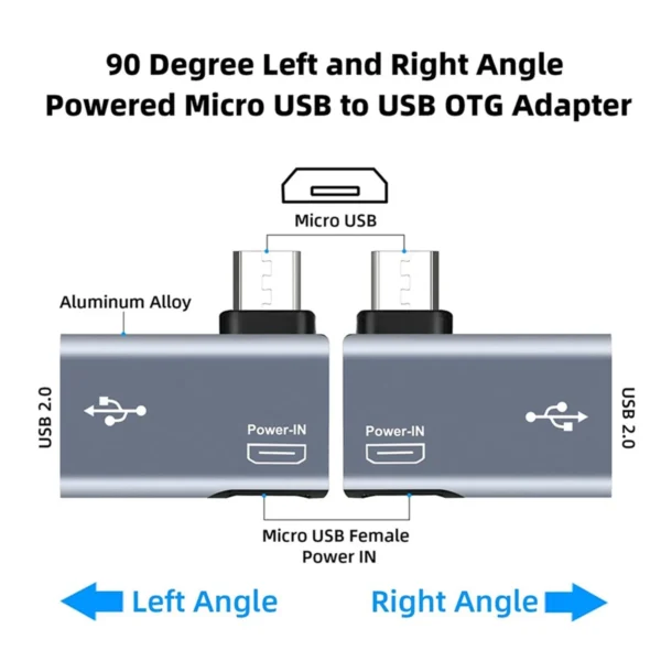 Trendy! 2Pcs OTG Adapter for Fire TV Stick 90 Degree Left/Right Angle Micro-USB to USB OTG Adapter for Android Phone Tablet - Image 4