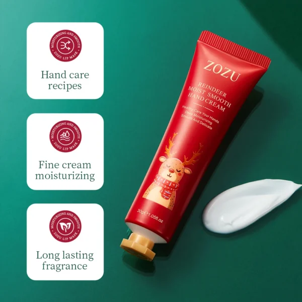 ZOZU Christmas Elk Hand Cream Nourishing Moisturising Anti-dry Cracked Hand Care Lotion Whitening Fade Hand Lines For Women - Image 3