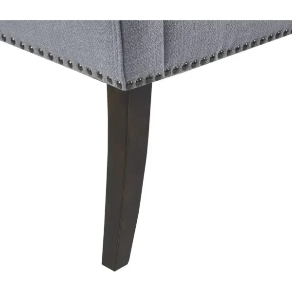 Upholstered tufted entrance bench, upholstered seat, mid-century modern fabric ottoman, slate blue durable - Image 6